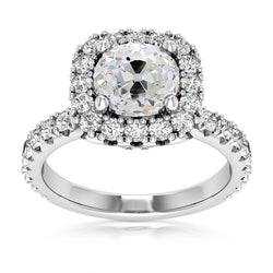 Halo Old Cut runder Diamantring mit Akzenten Schmuck 6 Karat