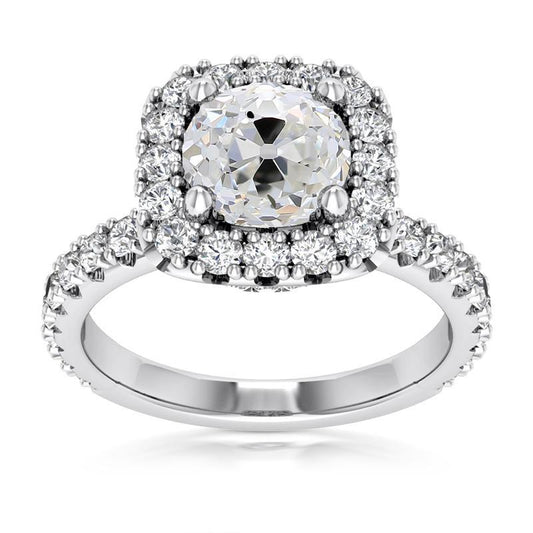 Halo Old Cut runder Diamantring mit Akzenten Schmuck 6 Karat - harrychadent.ch