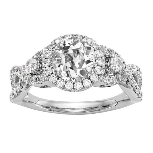 Halo Old Mine Cut Diamantring Twisted Shank Schmuck 5,50 Karat - harrychadent.ch