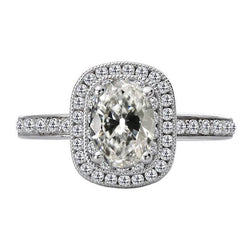 Halo Oval alter Bergmann Diamant Verlobungsring 8 Karat Vintage-Stil