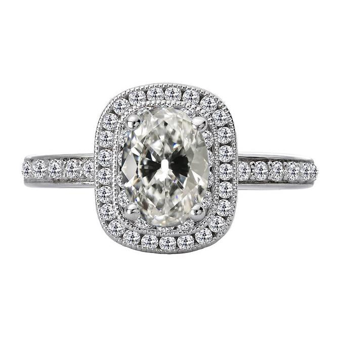Halo Oval alter Bergmann Diamant Verlobungsring 8 Karat Vintage-Stil - harrychadent.ch