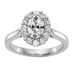 Halo Oval Old Cut Diamant Verlobungsring 3,50 Karat Damenschmuck