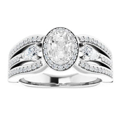 Halo Pear & Oval alter Bergmann Diamant Ring Triple Split Shank 6.75 Karat