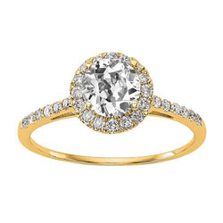 Halo-Ring aus Gelbgold mit Akzenten Altschliff-Diamant 3,25 Karat
