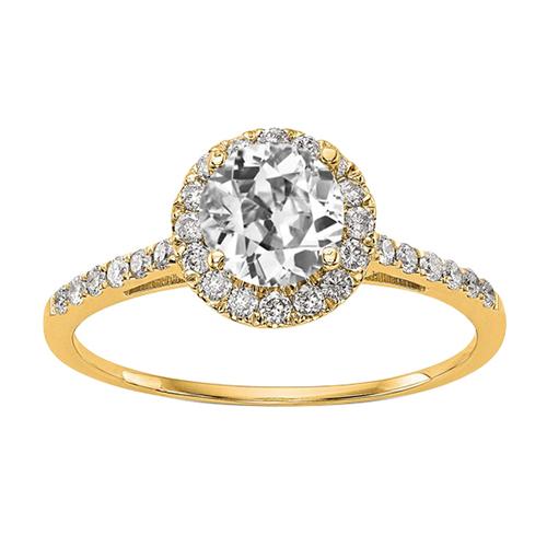 Halo-Ring aus Gelbgold mit Akzenten Altschliff-Diamant 3,25 Karat - harrychadent.ch