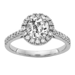 Halo-Ring für Damen aus Gold mit altem Bergmann-Diamant, 4 Karat Schmuck