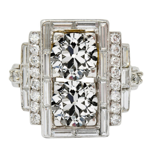 Halo-Ring für Damen Baguette & runder Diamant im alten Minenschliff 7,50 Karat - harrychadent.ch