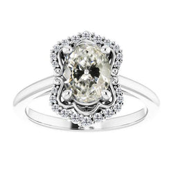 Halo-Ring für Damen rund & oval im alten Minenschliff Diamant 6 Karat