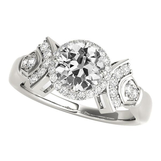 Halo-Ring im antiken Stil, rund, alte Bergmannsdiamanten 4,50 Karat - harrychadent.ch