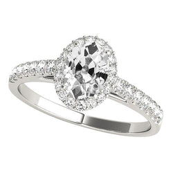 Halo Ring mit Akzenten Oval alter Bergmann Diamant 5 Karat Schmuck