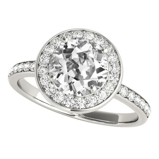 Halo-Ring mit Akzenten runder alter Minenschliff-Diamant-Goldschmuck 6 Karat - harrychadent.ch