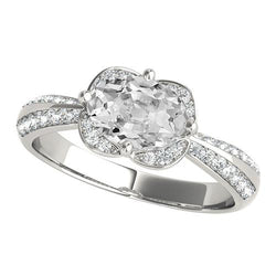 Halo-Ring mit Akzenten runder & ovaler Diamant im alten Minenschliff 5,40 Karat