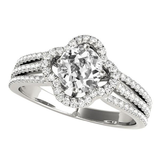 Halo Ring Old Cut Diamant Triple Split Shank Star Style 7 Karat - harrychadent.ch