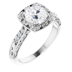 Halo-Ring Old Mine Cut Diamant-Zinken-Set Antik-Stil 3,25 Karat