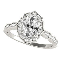 Halo Ring Oval alter Bergmann Diamant Star Style Schmuck 5 Karat