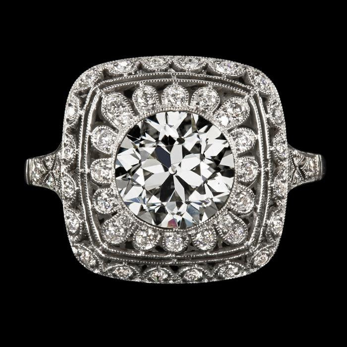 Halo Ring Rund alter Bergmann Diamant Flower Style Damenschmuck 5 Karat - harrychadent.ch