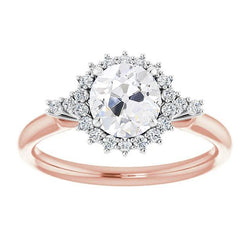 Halo Ring rund alter Bergmann Diamanten Krappenset Star Style 4 Karat