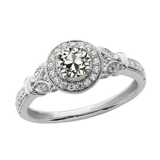 Halo Ring Rund alter Bergmann Diamantring Milgrain Schaft 2.50 Karat - harrychadent.ch