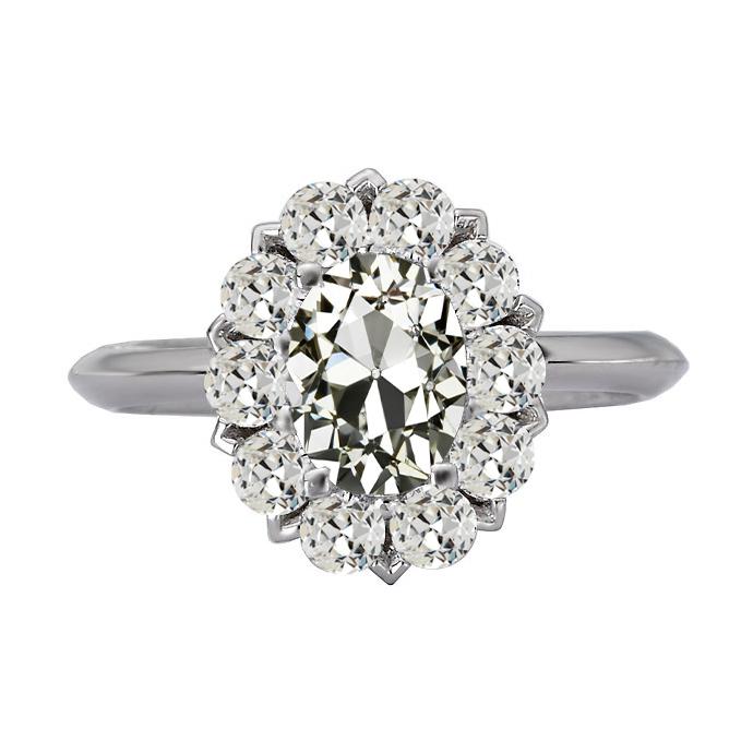 Halo Ring Rund & Oval alter Bergmann Diamant Flower Style 9 Karat Gold - harrychadent.ch