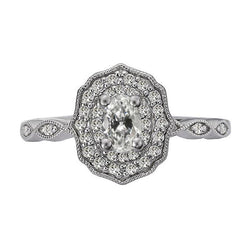 Halo Ring Rund & Oval Old Mine Cut Diamant Flower Style 4 Karat