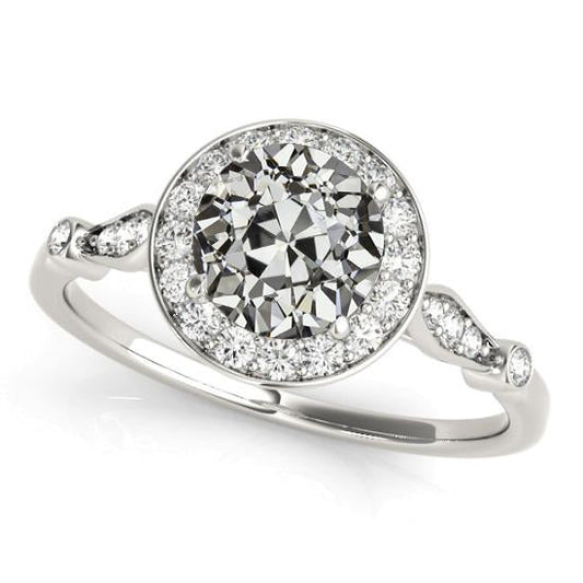 Halo Ring runder alter Minenschliff Diamant Damenschmuck 4 Karat - harrychadent.ch