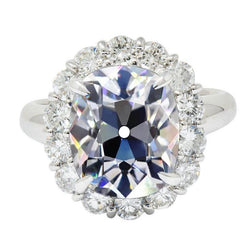Halo-Ring runder alter Minenschliff Diamant-Krapfen-Set Gold 7,50 Karat
