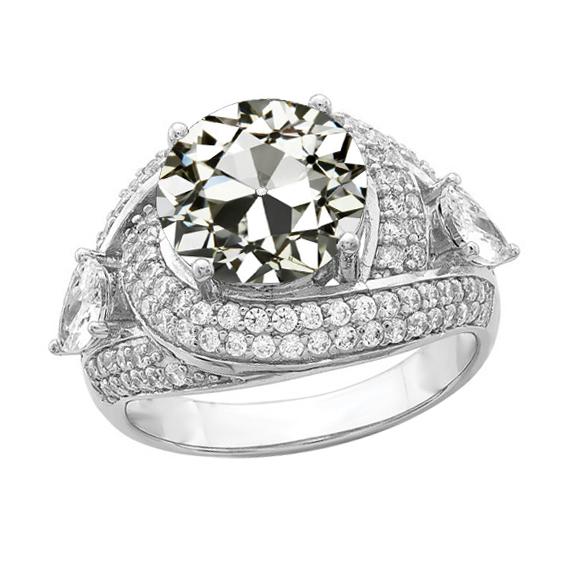 Halo Ring runder alter Minenschliff Diamant Pavé Set 3 Steine Stil 6 Karat - harrychadent.ch