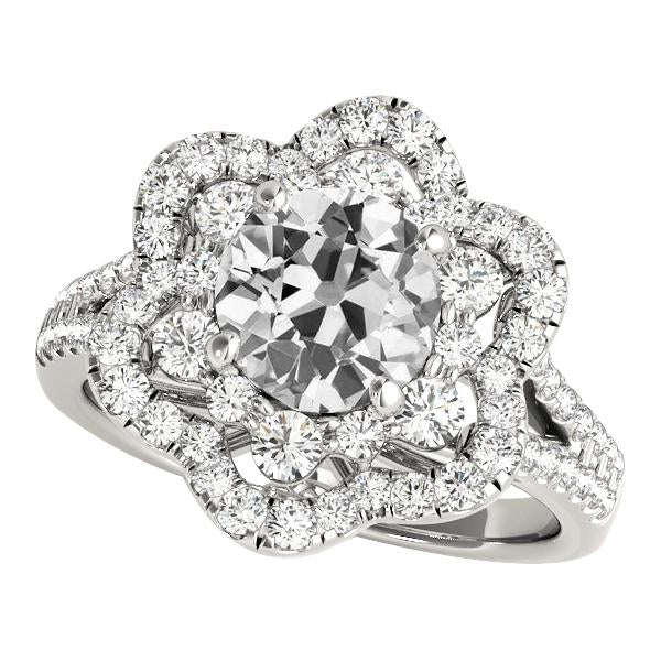 Halo Ring runder Altschliff Diamant Split Shank Pave Set 6,50 Karat - harrychadent.ch