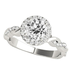 Halo Ring Runder Diamanten im alten Minenschliff Twisted Style 4,25 Karat