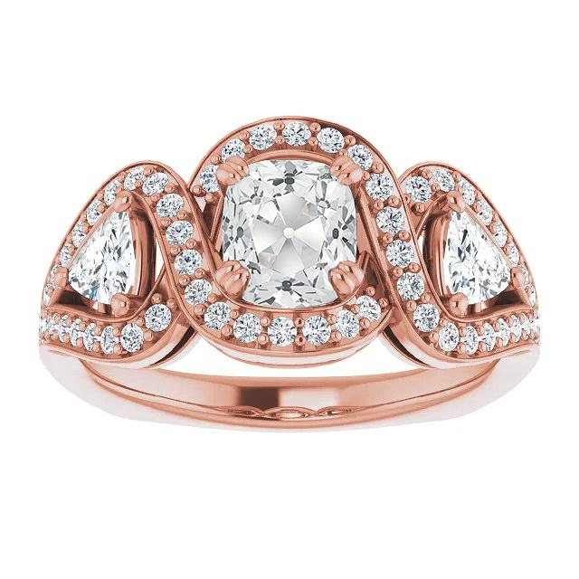 Halo Ring Trillion & Kissen Old Cut Diamant Twisted Style 8.25 Karat - harrychadent.ch