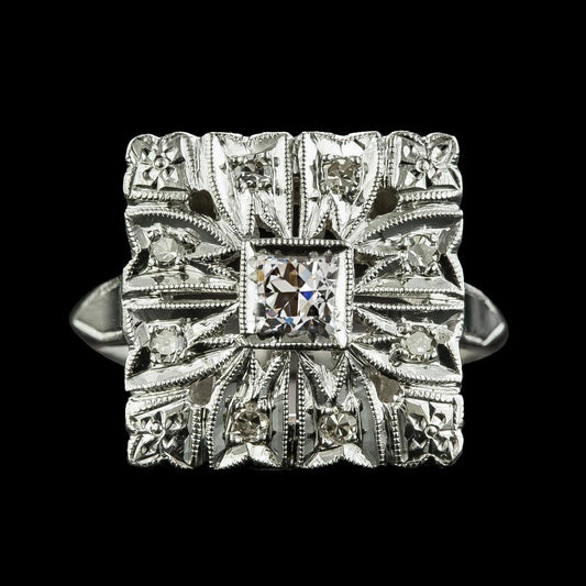 Halo Ringkissen alter Bergmann Diamant Milgrain Vintage-Stil 2.50 Karat - harrychadent.ch