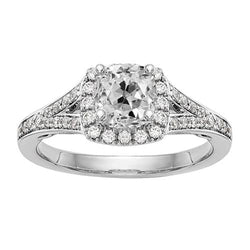 Halo Ringkissen Old Mine Cut Diamant Prong Split Shank 4,50 Karat