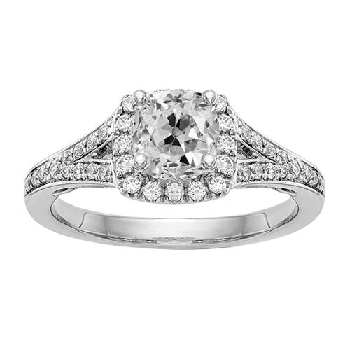 Halo Ringkissen Old Mine Cut Diamant Prong Split Shank 4,50 Karat - harrychadent.ch