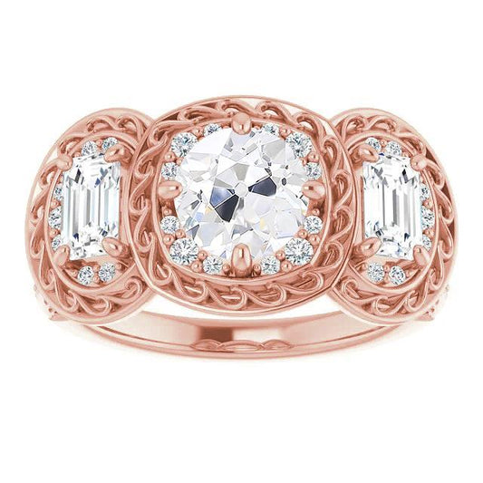 Halo Runden alter Bergmann Diamant Ehering Krappenset 7,50 Karat - harrychadent.ch