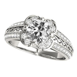 Halo Runden alter Bergmann Diamant Ehering Twisted Split Shank 5 Karat