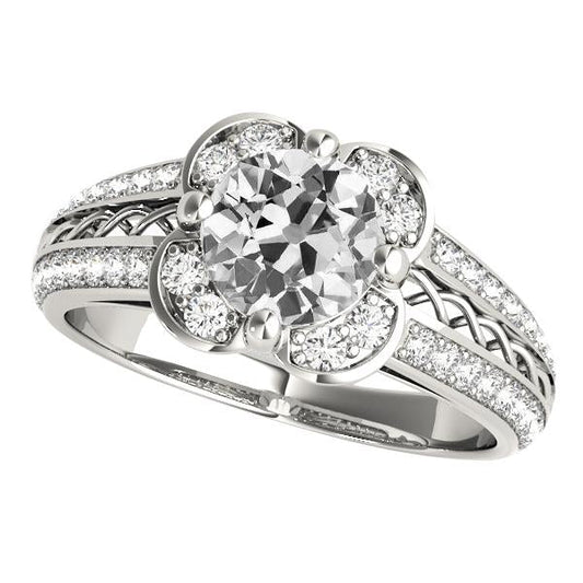 Halo Runden alter Bergmann Diamant Ehering Twisted Split Shank 5 Karat - harrychadent.ch