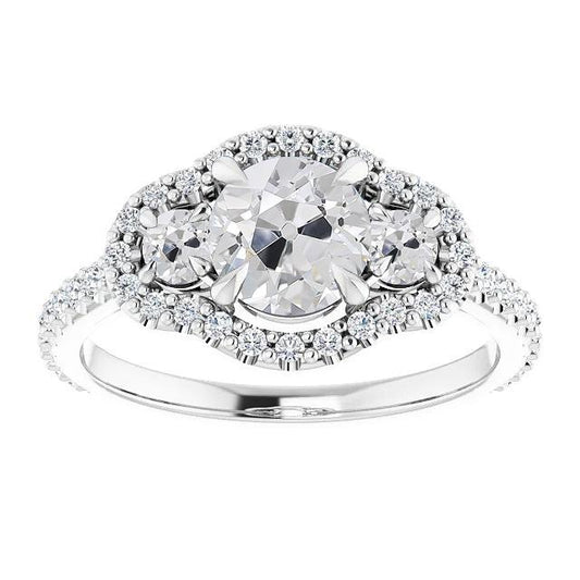 Halo Runden alter Bergmann Diamantring 3 Steine Schmuck 5,25 Karat - harrychadent.ch