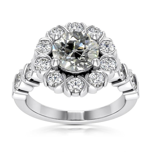 Halo Runden alter Bergmann Diamantring 5,25 Karat Blumenstil Schmuck - harrychadent.ch