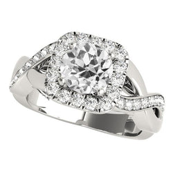 Halo Runden alter Bergmann Diamantring Infinity Style 4 Karat Gold