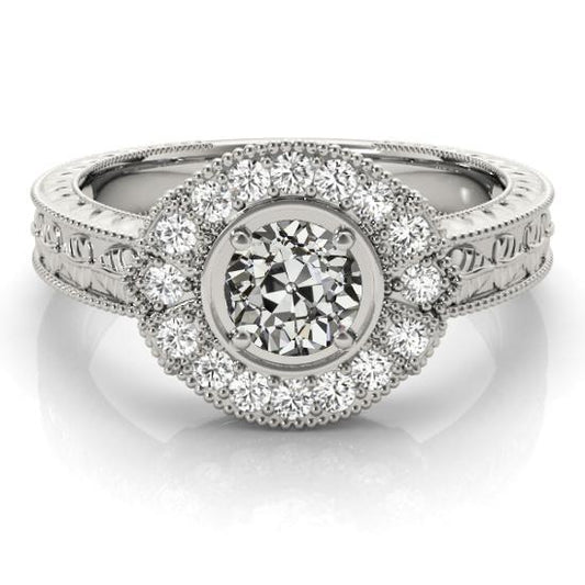 Halo Runden alter Bergmann Diamantring Krappen Vintage-Stil 3 Karat - harrychadent.ch