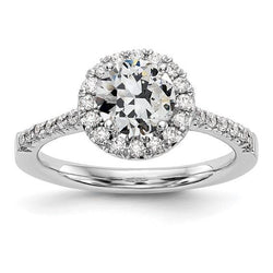 Halo Runden alter Bergmann Diamantring mit Akzenten Schmuck 3 Karat