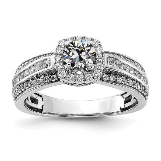 Halo Runden alter Bergmann Diamantring Zinkenkanal Set 4 Karat - harrychadent.ch