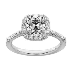 Halo Runden & Cushion alter Bergmann Diamantring 4 Karat Gold 14K