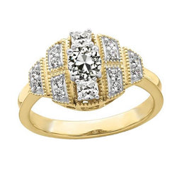 Halo Runden & Cushion Altschliff Diamant Zweifarbiges Gold 3 Karat