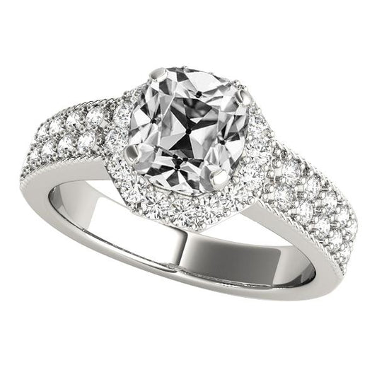 Halo Runden & Cushion Altschliff Diamantring Pave Set 5,75 Karat - harrychadent.ch
