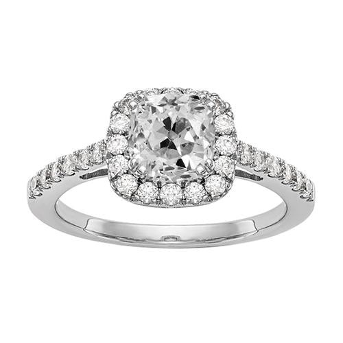 Halo Runden & Cushion Old Mine Cut Diamantring 4 Karat Gold - harrychadent.ch