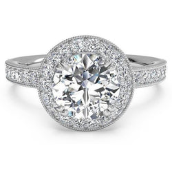 Halo Runden DiamantAntique Style Ring White 2.25 Carat Gold 14K