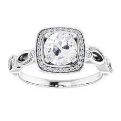 Halo Runden Old Cut & Black Diamant Damenring 4,25 Karat Krappenset