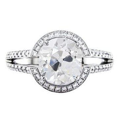 Halo Runden Old Mine Cut Diamantring Krappenset Gold 3,50 Karat