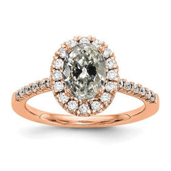 Halo Runden & Oval Old European Diamant Ring 4 Karat Roségold